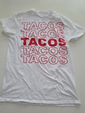 Mad Engine Retro Tacos Graphic Tee White Red Small